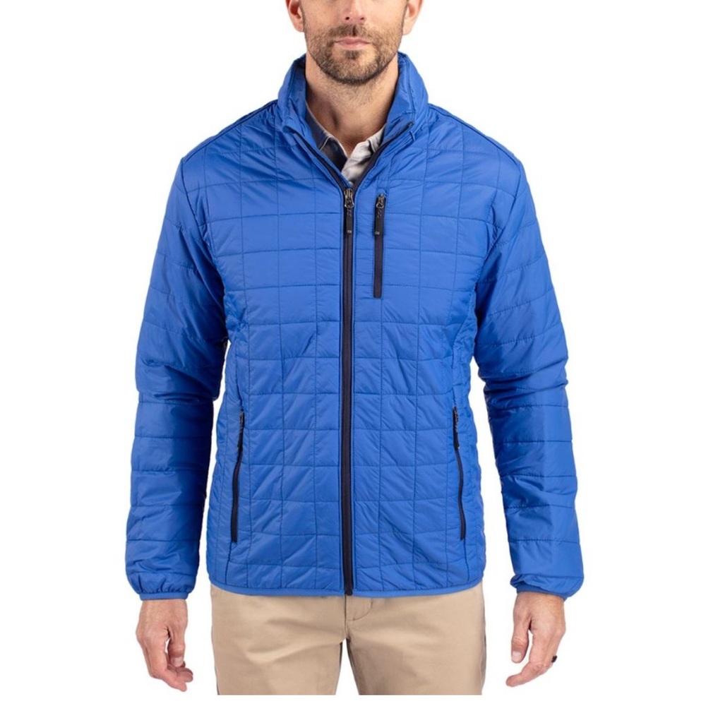 Cutter & Buck Rainier PrimaLoft Mens Eco Insulated Full Zip Puffer JacketBlue XL